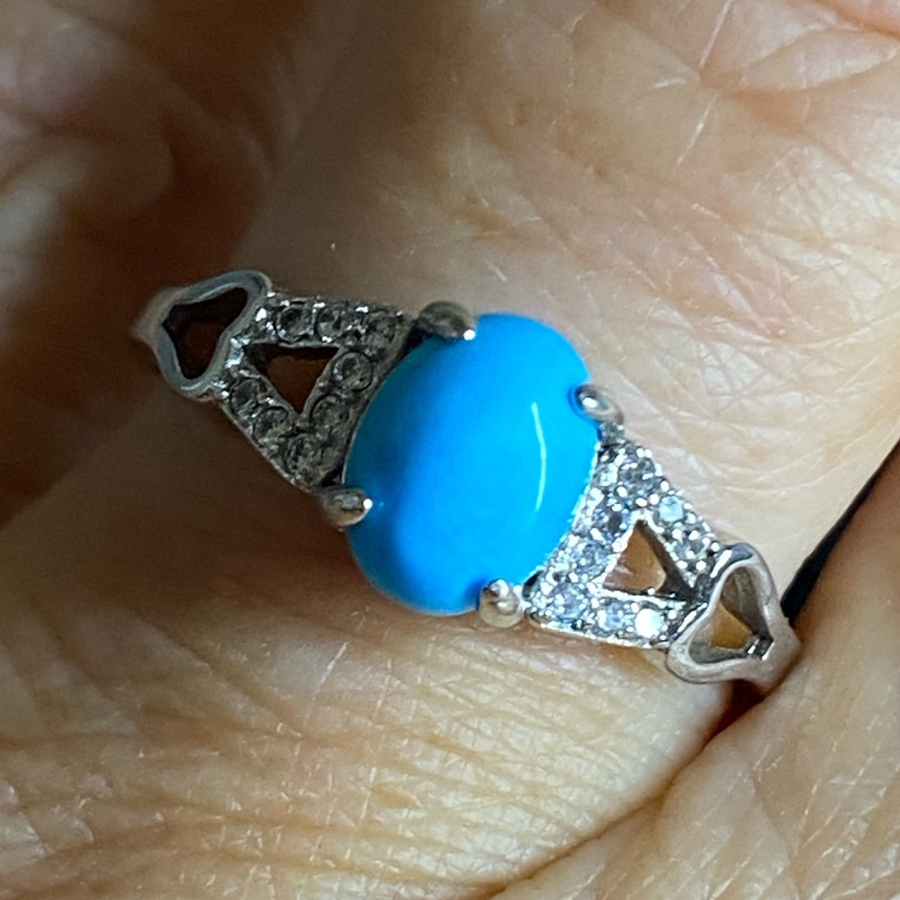 NEW 925 Sterling Silver Sleeping Beauty Turquoise Ring Adjustable 7–9